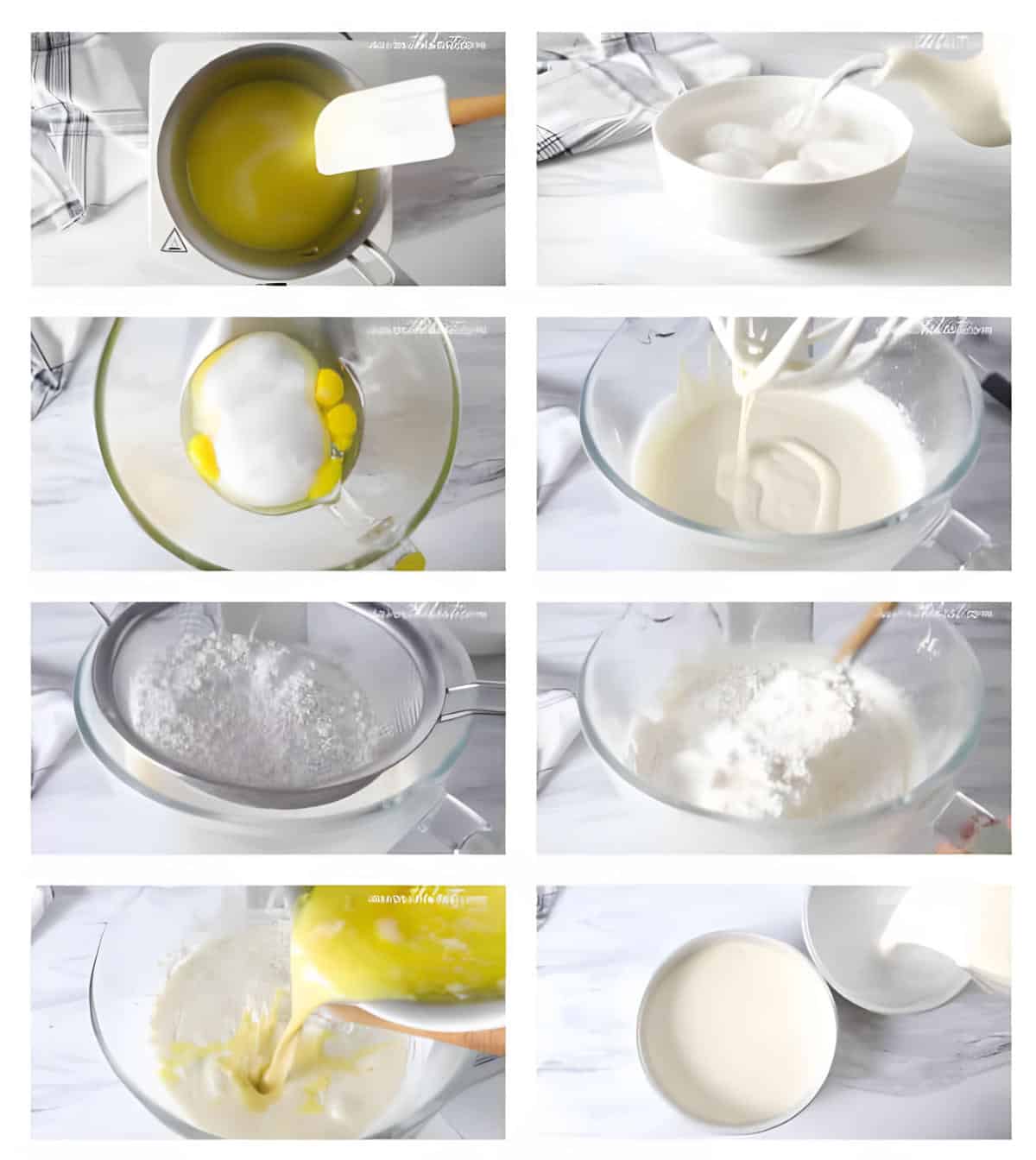 step by step guide for making a hot milk sponge cake.