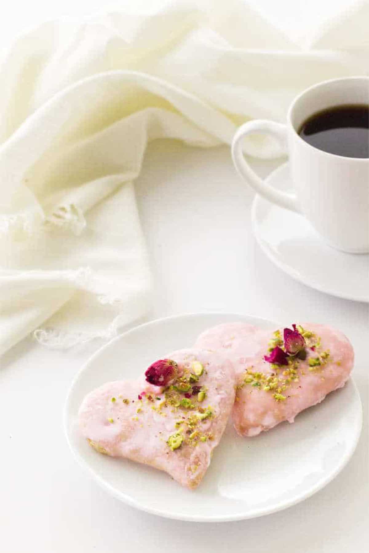 Plate of rose pistachio biscotti.